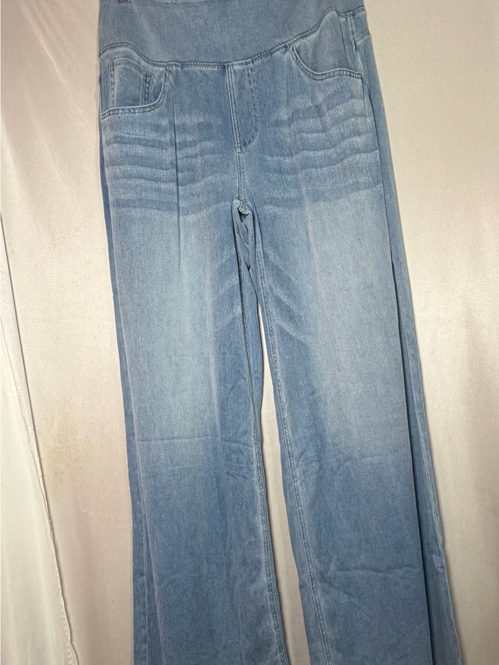 Halara Light-Wash Pull-On Wide-Leg Jeans Size L Regular CLW240O